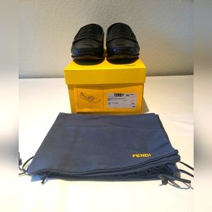 Fendi Mens Dark Brown Leather Moccasin shoes 8.5